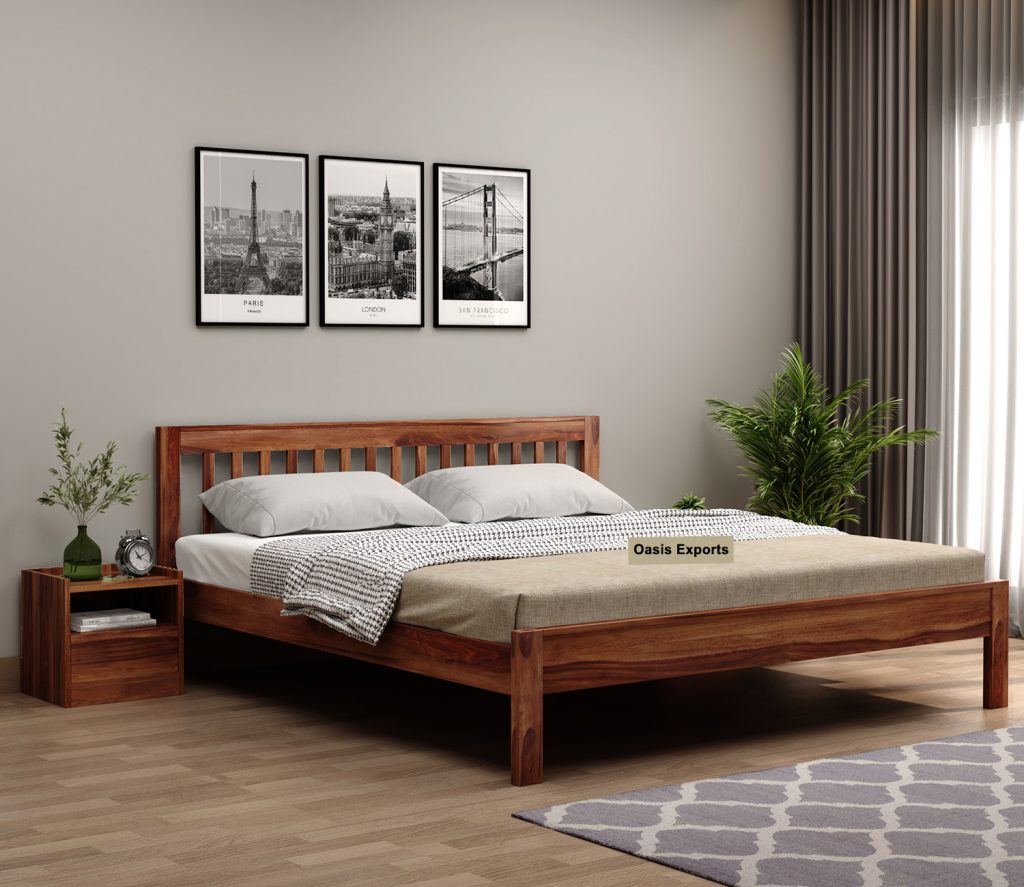 Venice Sheesham Wood King Size Bed Without Storage Oasis Exports